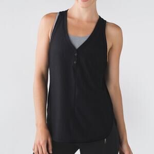 Lululemon Var-City Cut Out Tank Top Black Mesh Size 6